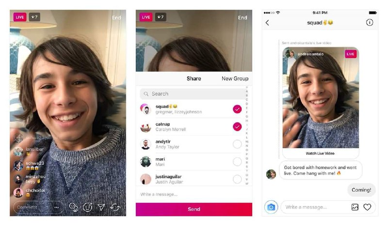Instagram анонсировал возможность отправлять свои и чужие прямые трансляции в Di…