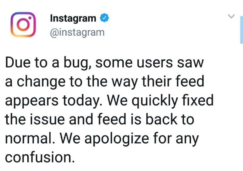 Instagram официально признал ошибку с лентой.Но это не значит абсолютным образом…