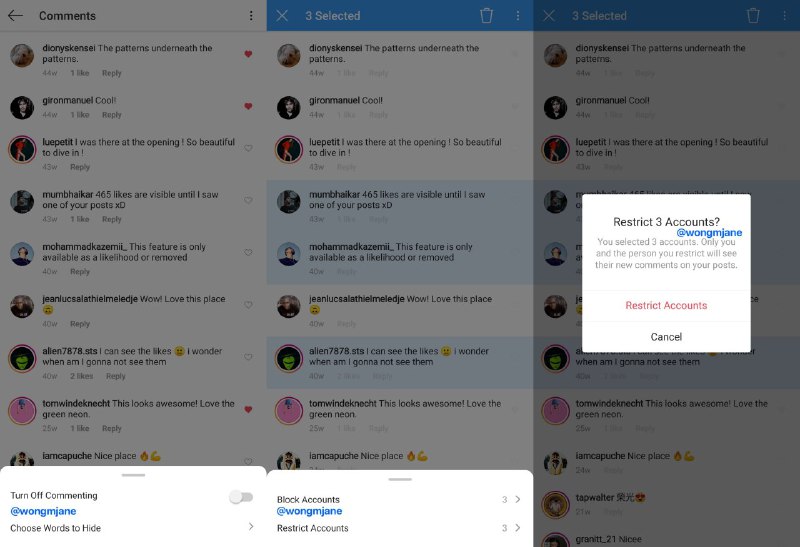 Instagram работает над возможностью массового выбора комментариев для блокировки…