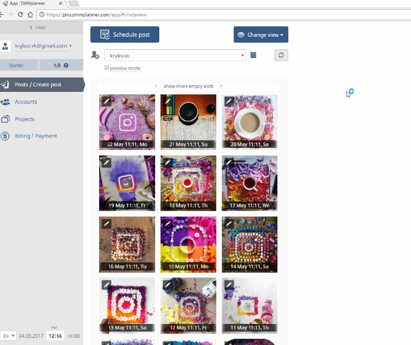 В SMMplanner появится возможность предросмотра ленты аккаунта с запланированными…