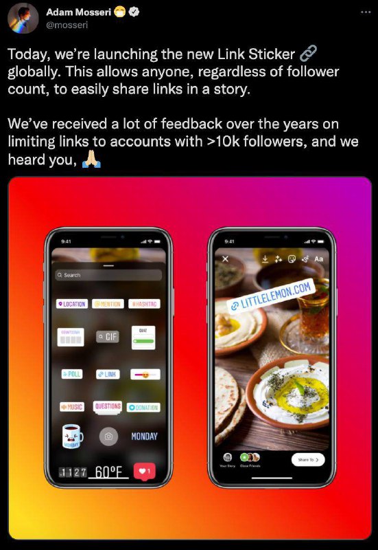 Ссылки стикеры в Stories в ближайшие дни выдадут всем, независимо от числа подпи…
